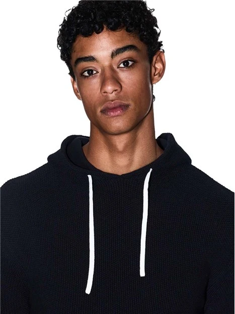 FELPA CON CAPPUCCIO IN COTONE UOMO BLU