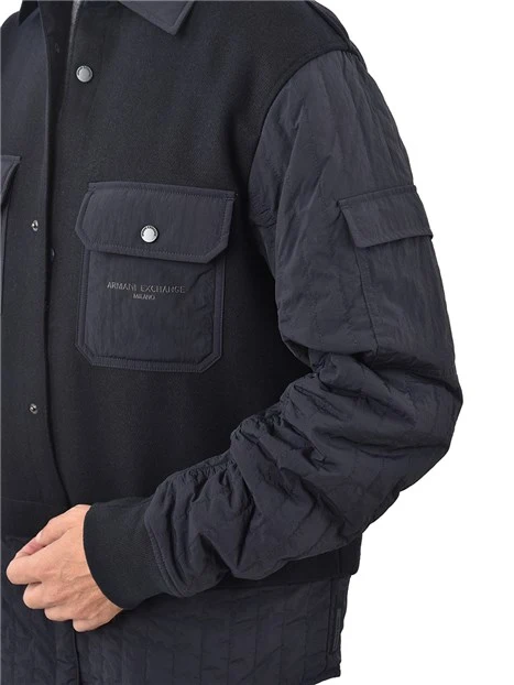 GIACCA CON TASCHE E MANICHE TRAPUNTATE UOMO BLU