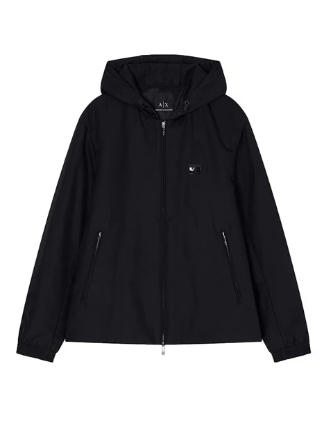 GIACCA CON CAPPUCCIO TESSUTO ANTIVENTO UOMO NERO