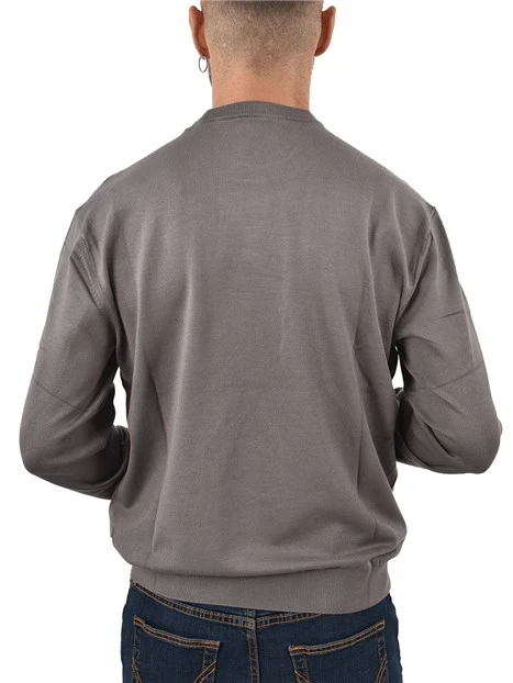 MAGLIA GIROCOLLO CON COLLO E POLSINI A COSTINE UOMO GRIGIO