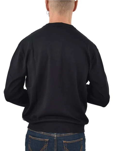 MAGLIA GIROCOLLO CON COLLO E POLSINI A COSTINE UOMO BLU