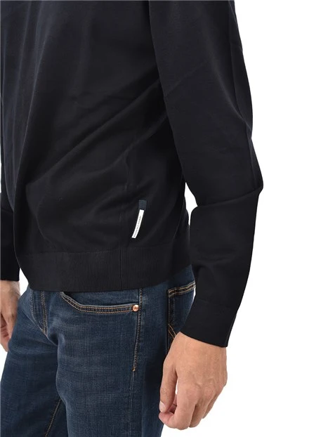 MAGLIA GIROCOLLO CON COLLO E POLSINI A COSTINE UOMO BLU