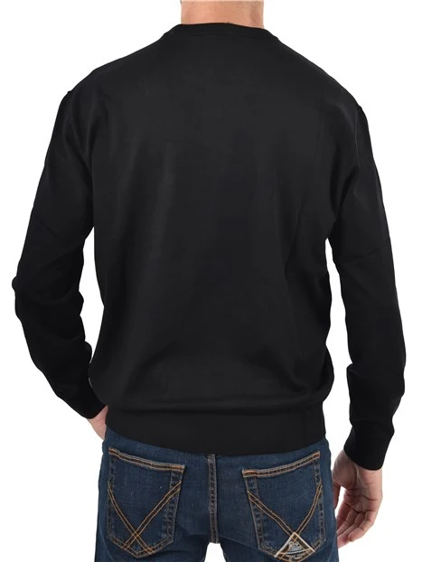 MAGLIA GIROCOLLO CON COLLO E POLSINI A COSTINE UOMO NERO