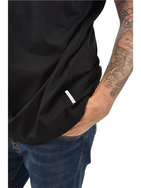 T-SHIRT MANICA CORTA CON LOGO RICAMATO UOMO NERO