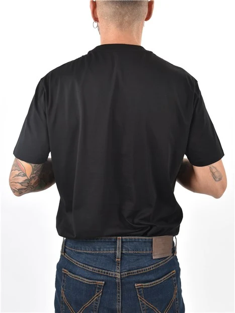 T-SHIRT MANICA CORTA CON LOGO RICAMATO UOMO NERO