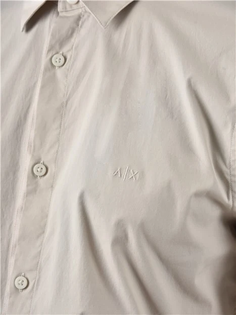 CAMICIA CON LOGO RICAMATO E COLLO CLASSICO UOMO BEIGE