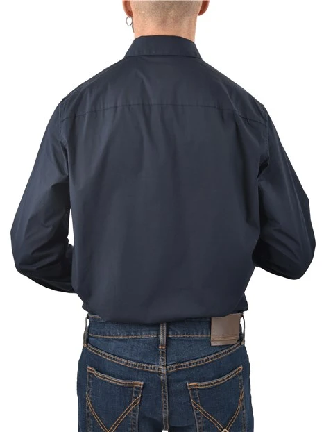 CAMICIA CON LOGO RICAMATO E COLLO CLASSICO UOMO  BLU