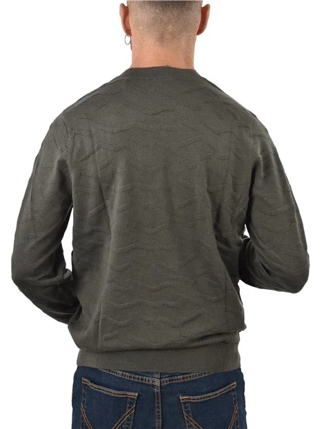MAGLIA GIROCOLLO IN MISTO LANA CON LAVORAZIONE ONDULATA UOMO GRIGIO