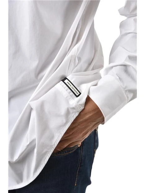 CAMICIA ELEGANTE IN TESSUTO STRETCH  UOMO BIANCO