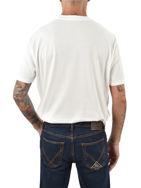 T-SHIRT MANICA CORTA CON LOGO RICAMATO UOMO BIANCO