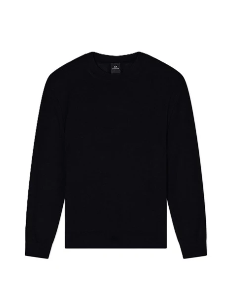 MAGLIA GIROCOLLO IN MISTO LANA CON LOGO TONO SU TONO UOMO NERO