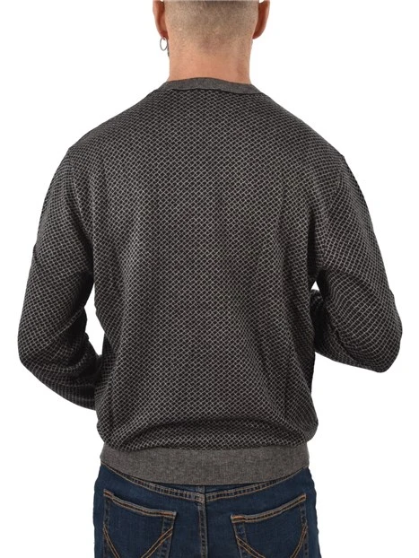MAGLIA GIROCOLLO CON BORDI A COSTINE UOMO ANTRACITE