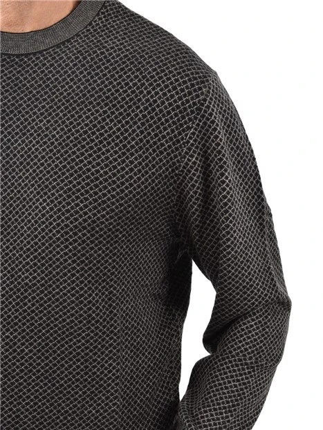 MAGLIA GIROCOLLO CON BORDI A COSTINE UOMO ANTRACITE