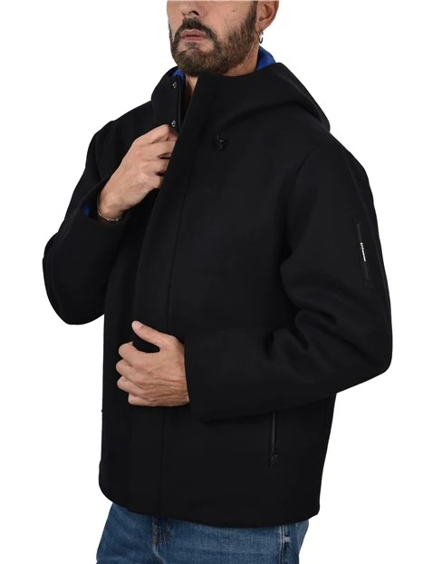 CAPPOTTO CORTO CON CERNIERE LATERALI CON ZIP UOMO NERO