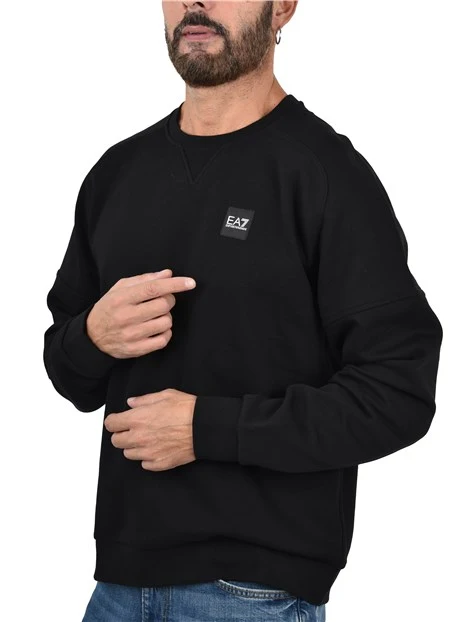 FELPA GIROCOLLO CON LOGO RICAMATO FRONTE E RETRO UOMO NERO