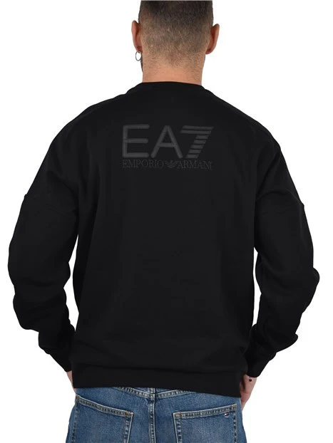 FELPA GIROCOLLO CON LOGO RICAMATO FRONTE E RETRO UOMO NERO