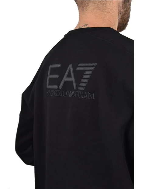 FELPA GIROCOLLO CON LOGO RICAMATO FRONTE E RETRO UOMO NERO