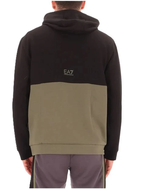 FELPA CON CAPPUCCIO E TASCA FRONTALE UOMO VERDE