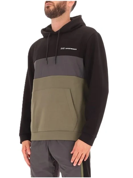 FELPA CON CAPPUCCIO E TASCA FRONTALE UOMO VERDE