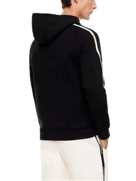FELPA CON CAPPUCCIO CON BANDE LOGATE UOMO NERO