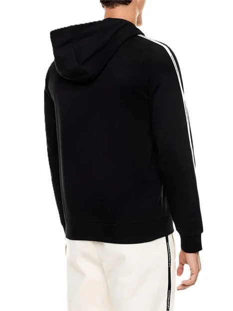 FELPA CON ZIP CAPPUCCIO E BANDA CON LOGO UOMO NERO