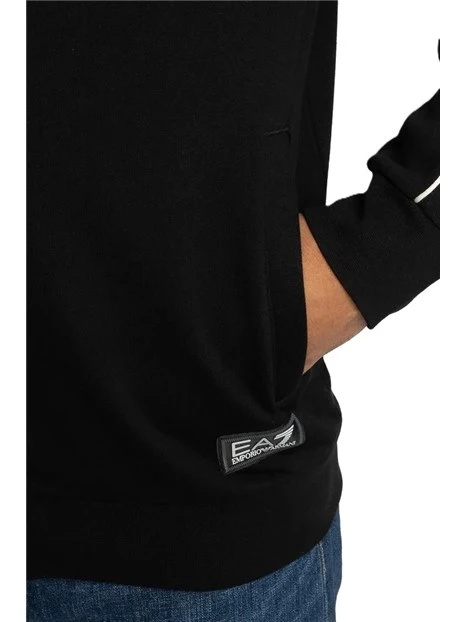 FELPA CON ZIP CAPPUCCIO E BANDA CON LOGO UOMO NERO