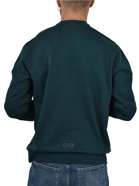 FELPA GIROCOLLO CON LOGO A CONTRASTO SUL PETTO UOMO VERDE