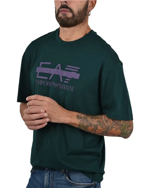 T-SHIRT MANICA CORTA CON LOGO A CONTRASTO SUL PETTO UOMO VERDE