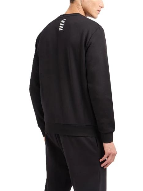 FELPA GIROCOLLO IN COTONE CON LOGO SUL PETTO NERO