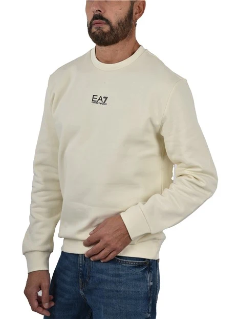 FELPA GIROCOLLO IN COTONE CON LOGO SUL PETTO BIANCO
