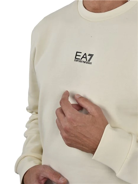 FELPA GIROCOLLO IN COTONE CON LOGO SUL PETTO BIANCO