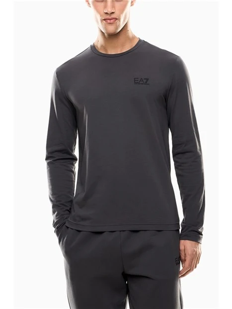 T-SHIRT MANICA LUNGA CON STAMPA LOGATA UOMO GRIGIO