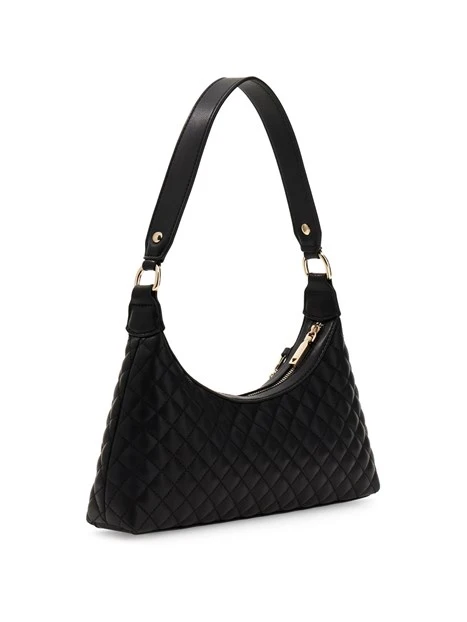 BORSA A SPALLA CON DETTAGLI METALLICI E CHARM DONNA NERO