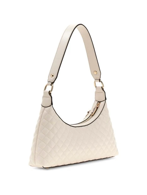 BORSA A SPALLA CON DETTAGLI METALLICI E CHARM DONNA BIANCO