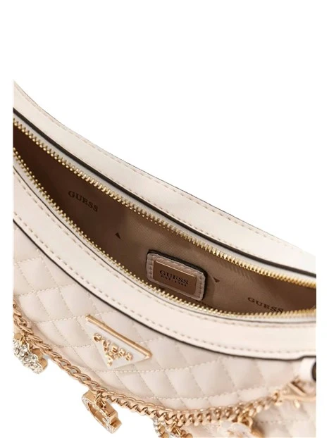 BORSA A SPALLA CON DETTAGLI METALLICI E CHARM DONNA BIANCO
