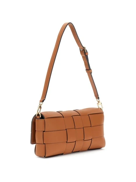 BORSA A SPALLA  INTRECCIATA CON SPALLACCIO REGOLABILE DONNA MARRONE