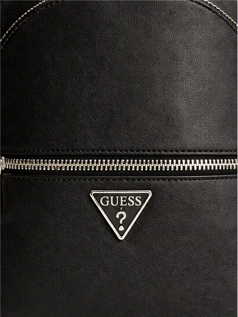 ZAINO CON TASCA FRONTALE CON ZIP E DETTAGLI DORATI DONNA NERO