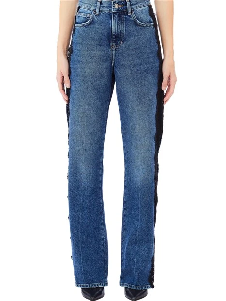 JEANS IN DENIM CON PIZZO DONNA BLU