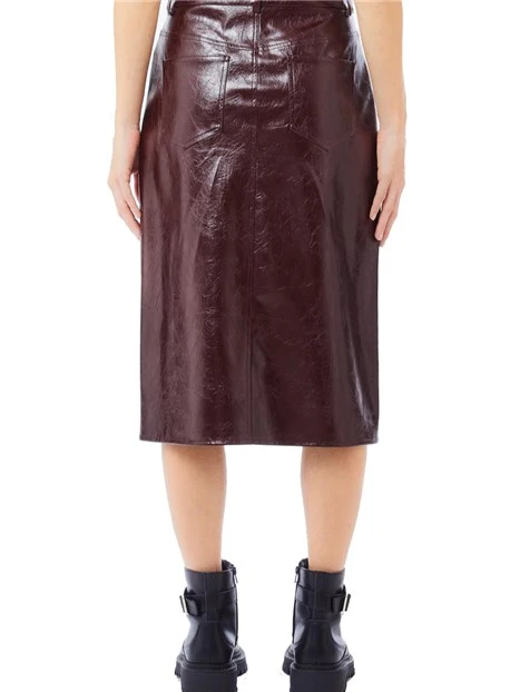 GONNA IN PELLE CON SPACCO DONNA MARRONE