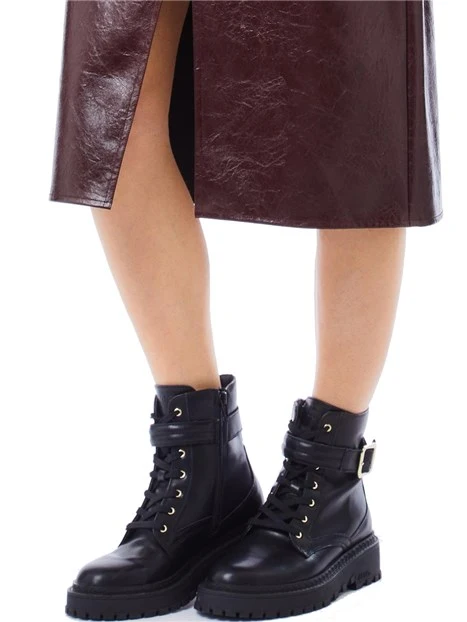 GONNA IN PELLE CON SPACCO DONNA MARRONE