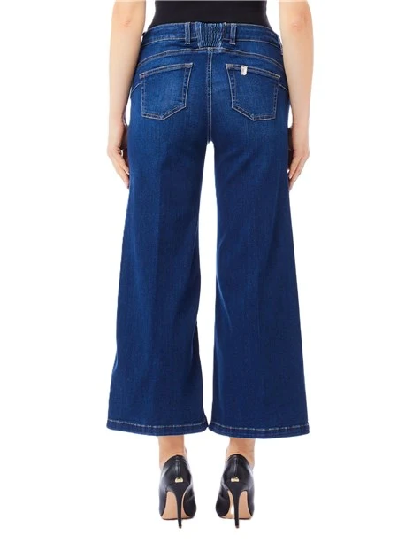 JEANS FLARE CON ELASTICO DONNA BLU