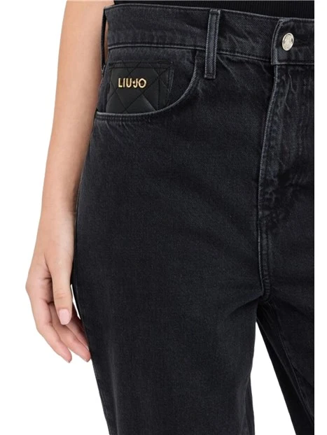 JEANS VITA BASSA REGULAR DONNA NERO