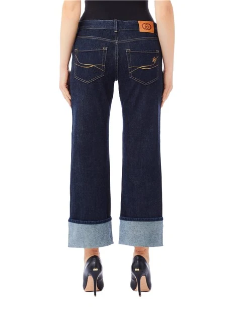 JEANS REGULAR CON RISVOLTO A CONTRASTO DONNA BLU