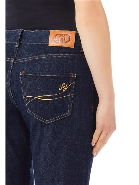 JEANS REGULAR CON RISVOLTO A CONTRASTO DONNA BLU