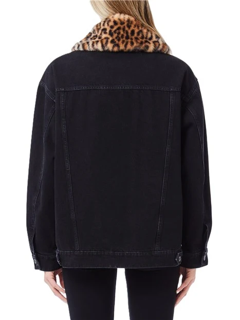 GIACCA CORTA IN DENIM CON COLLO A CAMICIA DONNA NERO