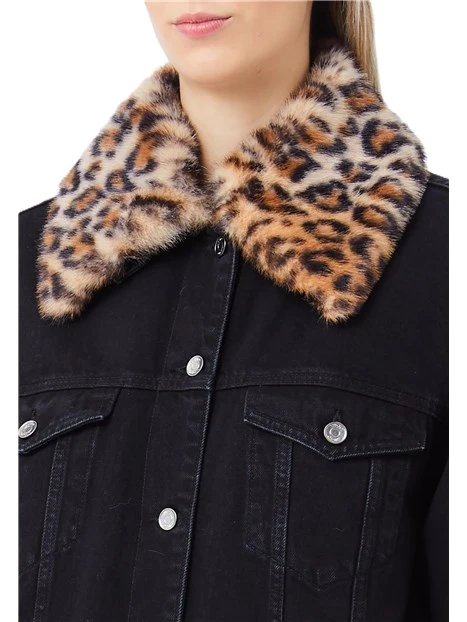 GIACCA CORTA IN DENIM CON COLLO A CAMICIA DONNA NERO