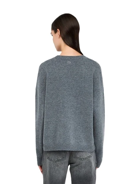 MAGLIA GIROCOLLO  IN LANA CON TAGLI GEOMETRICI DONNA GRIGIO