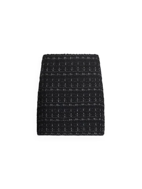 GONNA CORTA IN MAGLIA MISTO LANA DONNA NERO