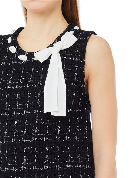 VESTITO CORTO IN MISTO LANA DONNA NERO