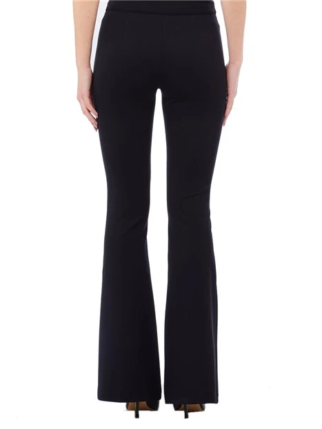 PANTALONI A ZAMPA CON CINTURA E FIBBIA DONNA NERO